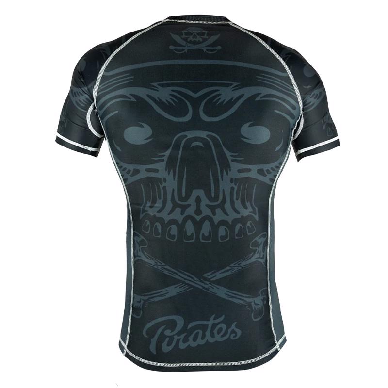 PRIDE OR DIE pirate v2 short sleeve RASHGUARD - BLACk/grey